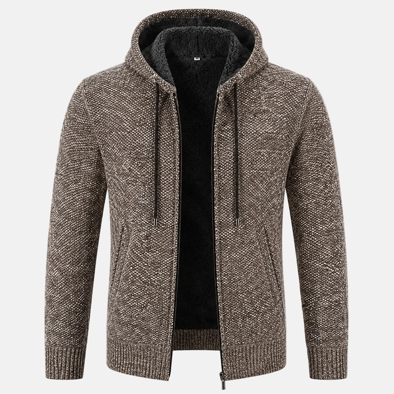 Fleece-Lined Knit Hoodie