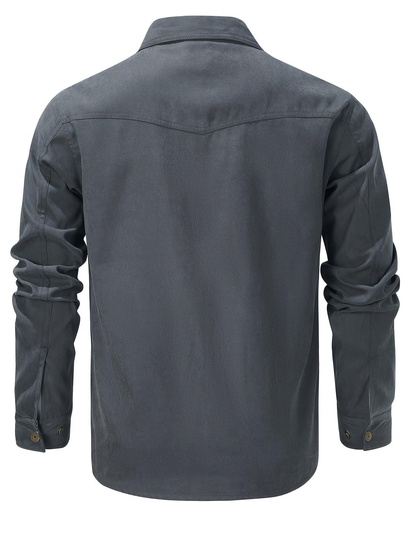 Casual Men's Fashion Solid-Color Plaid Cargo Jacket