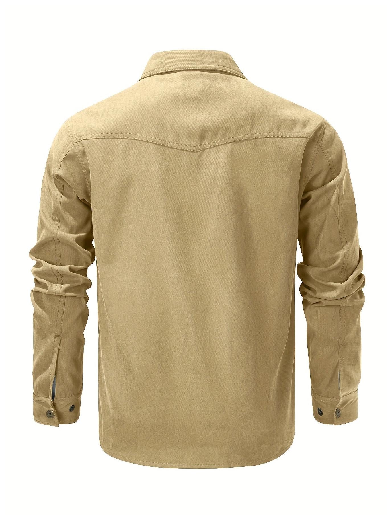 Casual Men's Fashion Solid-Color Plaid Cargo Jacket
