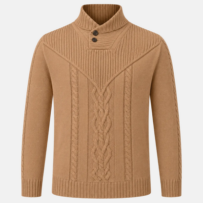 Shawl Collar Cable Knit Sweater