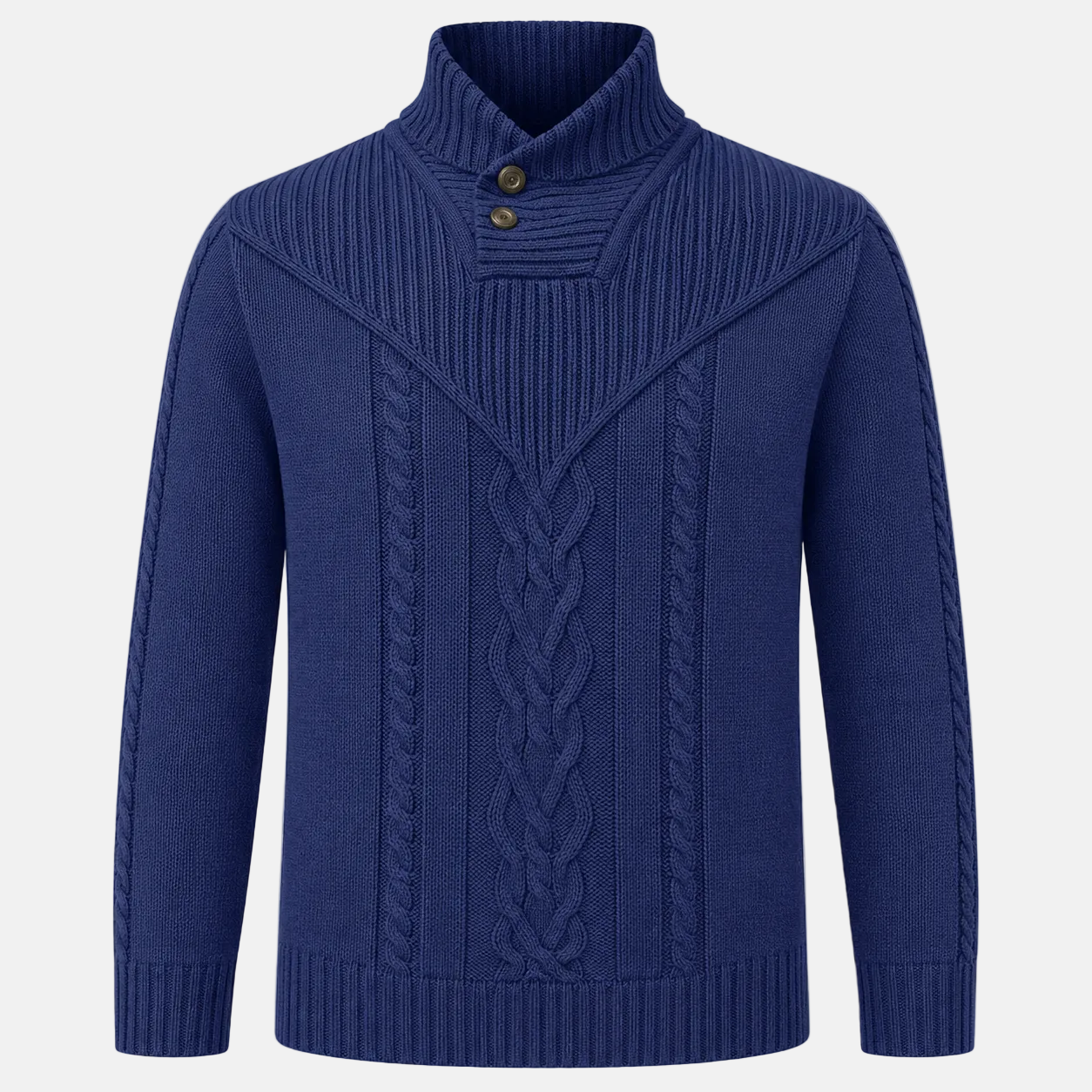 Shawl Collar Cable Knit Sweater