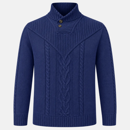 Shawl Collar Cable Knit Sweater