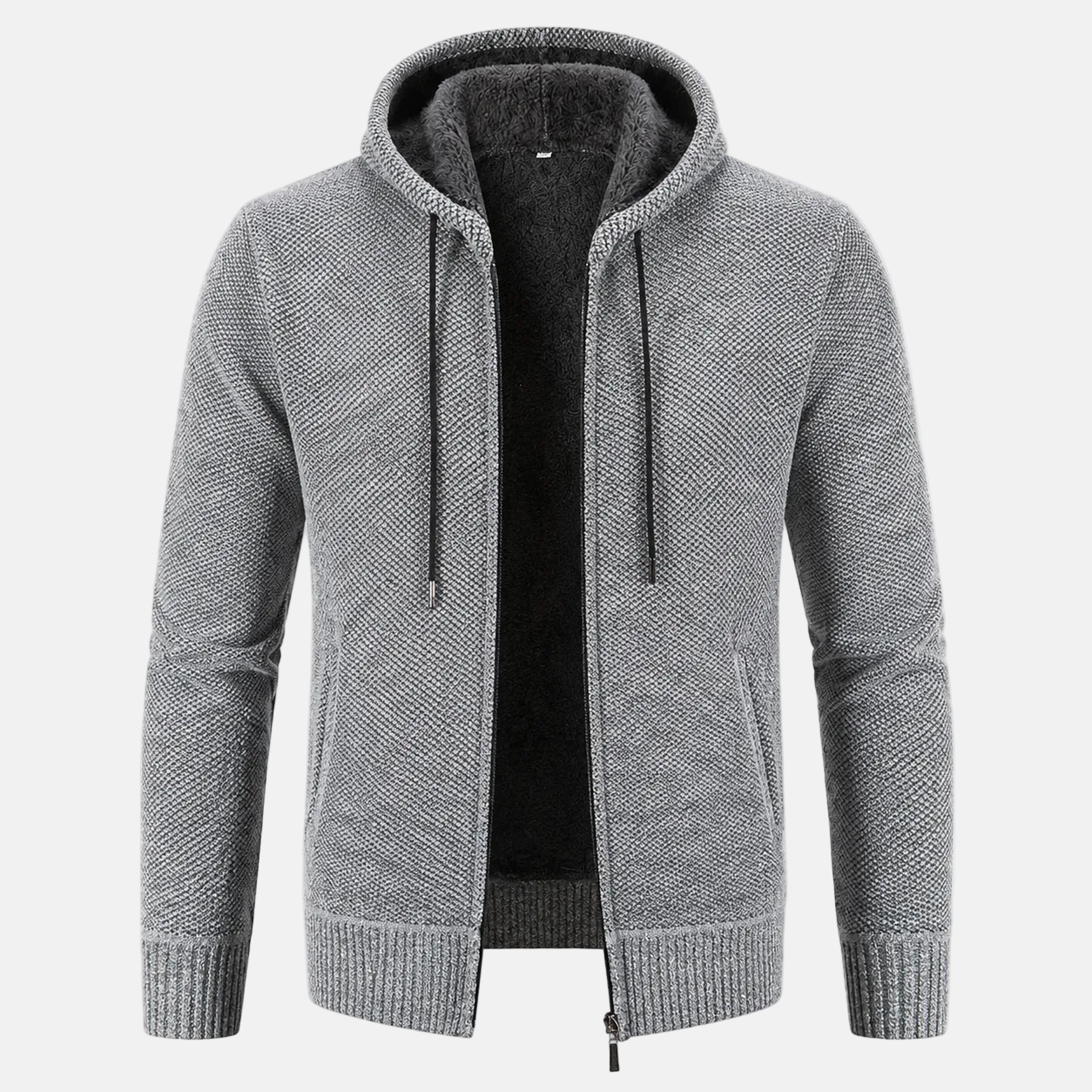 Fleece-Lined Knit Hoodie
