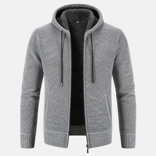 Fleece-Lined Knit Hoodie