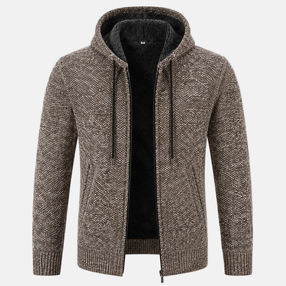 Fleece-Lined Knit Hoodie