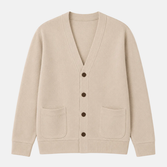 Herren Strickcardigan aus Baumwolle mit V-Ausschnitt