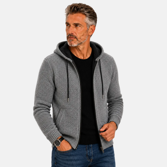 Fleece-Lined Knit Hoodie