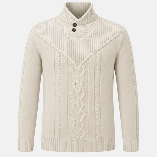 Shawl Collar Cable Knit Sweater