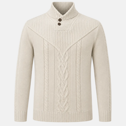 Schalkragen-Zopfstrickpullover
