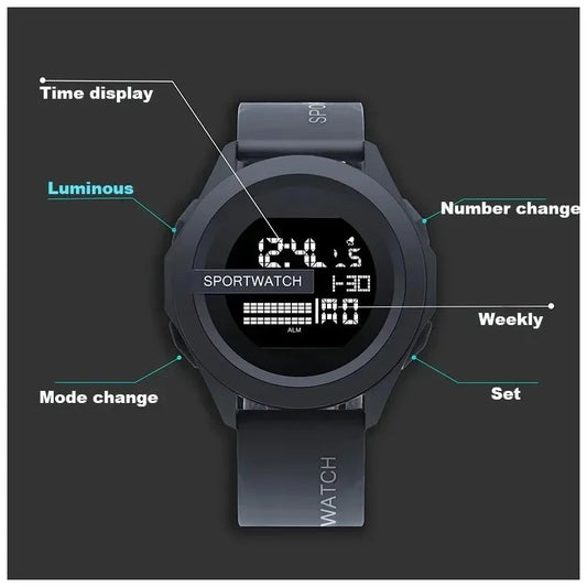 POSHI Sport Watch for Man Luxury Digital Wristwatch Stopwatch Luminous with Date Week Original Waterproof Clock free shipping