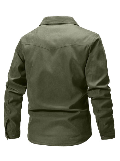 Casual Men's Fashion Solid-Color Plaid Cargo Jacket