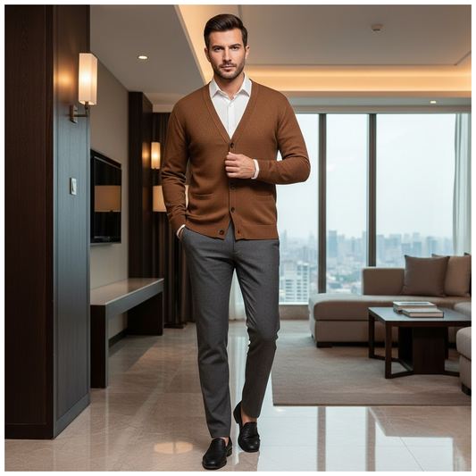 Men´s Cotton Knit V-Neck Cardigan